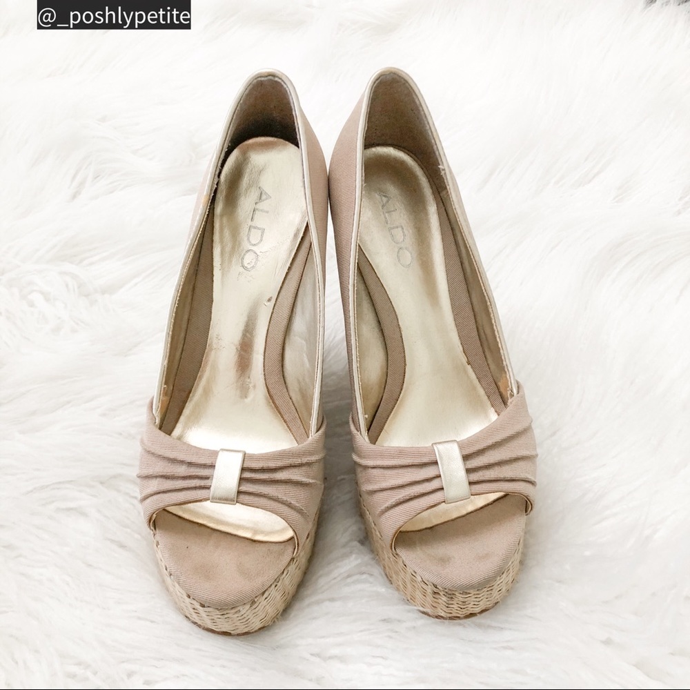 ALDO high gold basket weave platform wedge sandal
